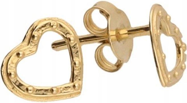 Zlaté náušnice 585 ze 14karátového zlata srdce srdíčka, rámečky na tyčinku Valentýna