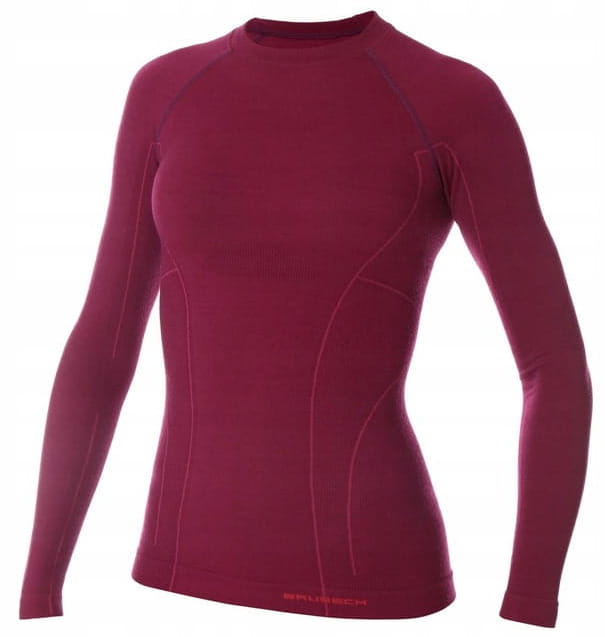 Brubeck Active Wool Ls Lady Švestková Dámská Termoaktivní Košile L