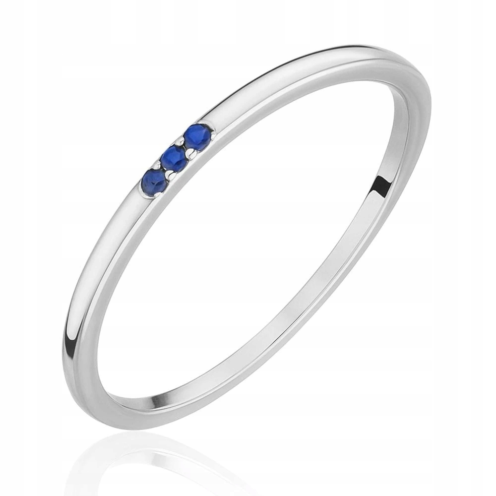 Stříbrný Prstýnek Jemný 925 Safírové Zirkony Tenký Prsten VEL.19