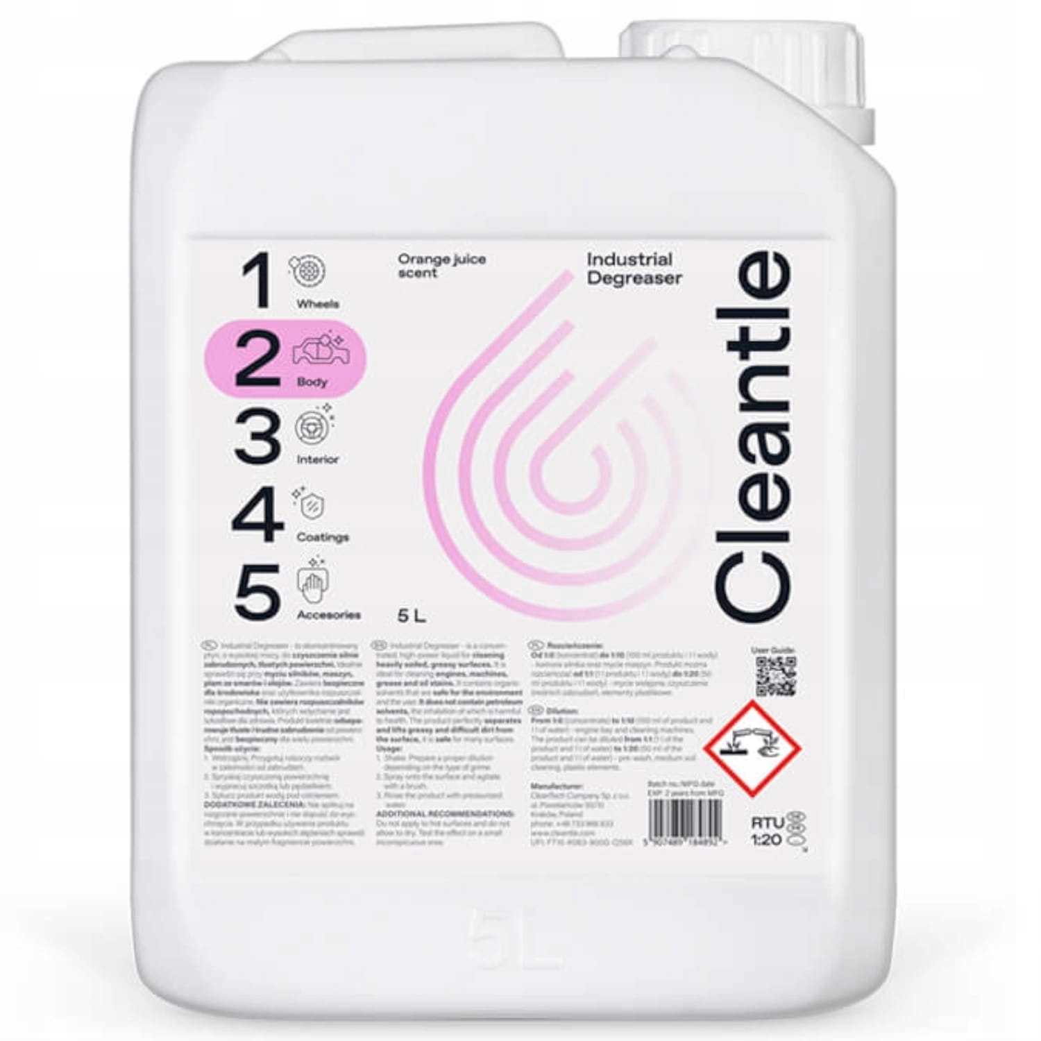 

Cleantle Industrial Degreaser 5L Płyn Czyszczący
