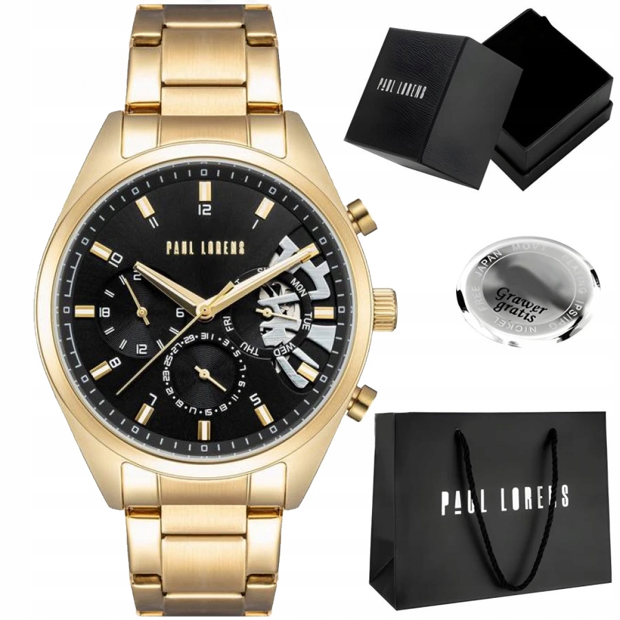 Působivé víceúčelové Pánské hodinky Paul Lorens Salado datumovka Gravírování