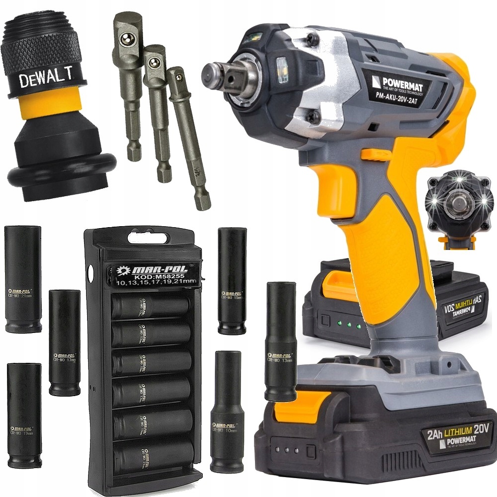 Ударный гайковерт аккумулятор 20V 2AH адаптеры крышки