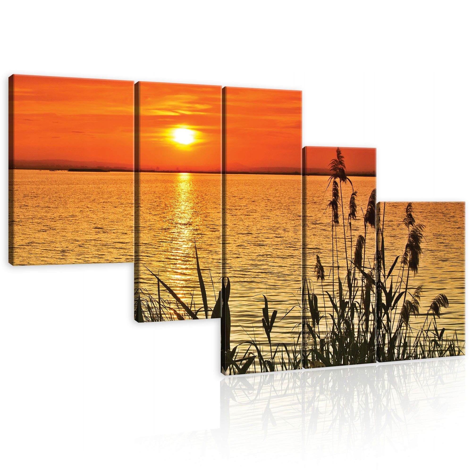 Obraz 170x100 Západ slnka krajina trstina voda rieka jazero pokoj