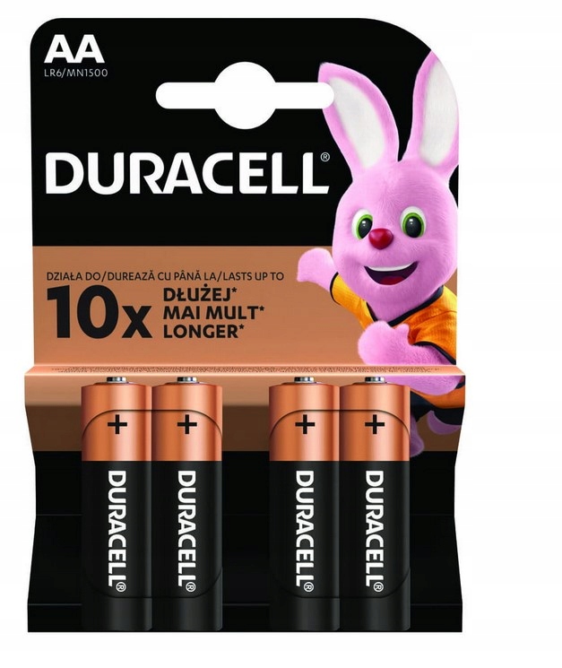 

Baterie Duracell LR6 4 szt 10 x Dłużej