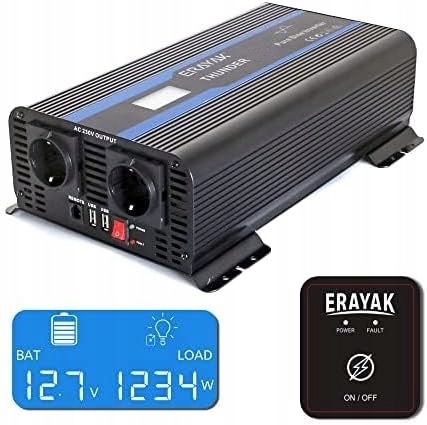 PRZETWORNICA FALOWNIK ERAYAK 3000W/6000W 12V230V PEŁEN SINUS 8KG OPIS!!! EAN (GTIN) 5905997820035
