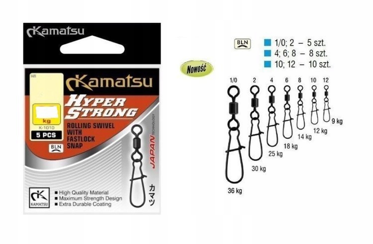 

Krętlik Z Agrafką ROZMIAR1/0 -36kg OP.5SZT Kamatsu