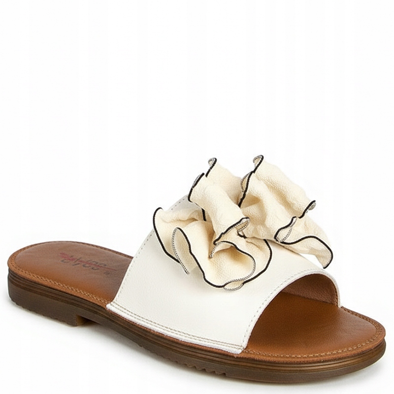 Epica 5VXA60015B Bílé Kožené Nazouváky S Ozdobou 37