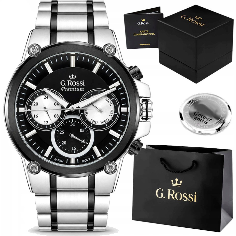 Pánské hodinky G. Rossi Barito Premium ocelové multi-datumovka Gravírování