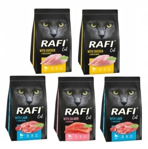 Dolina Noteci Suché krmivo pro kočky Rafi Cat kuře a mix chutí 5 x 1,5 kg