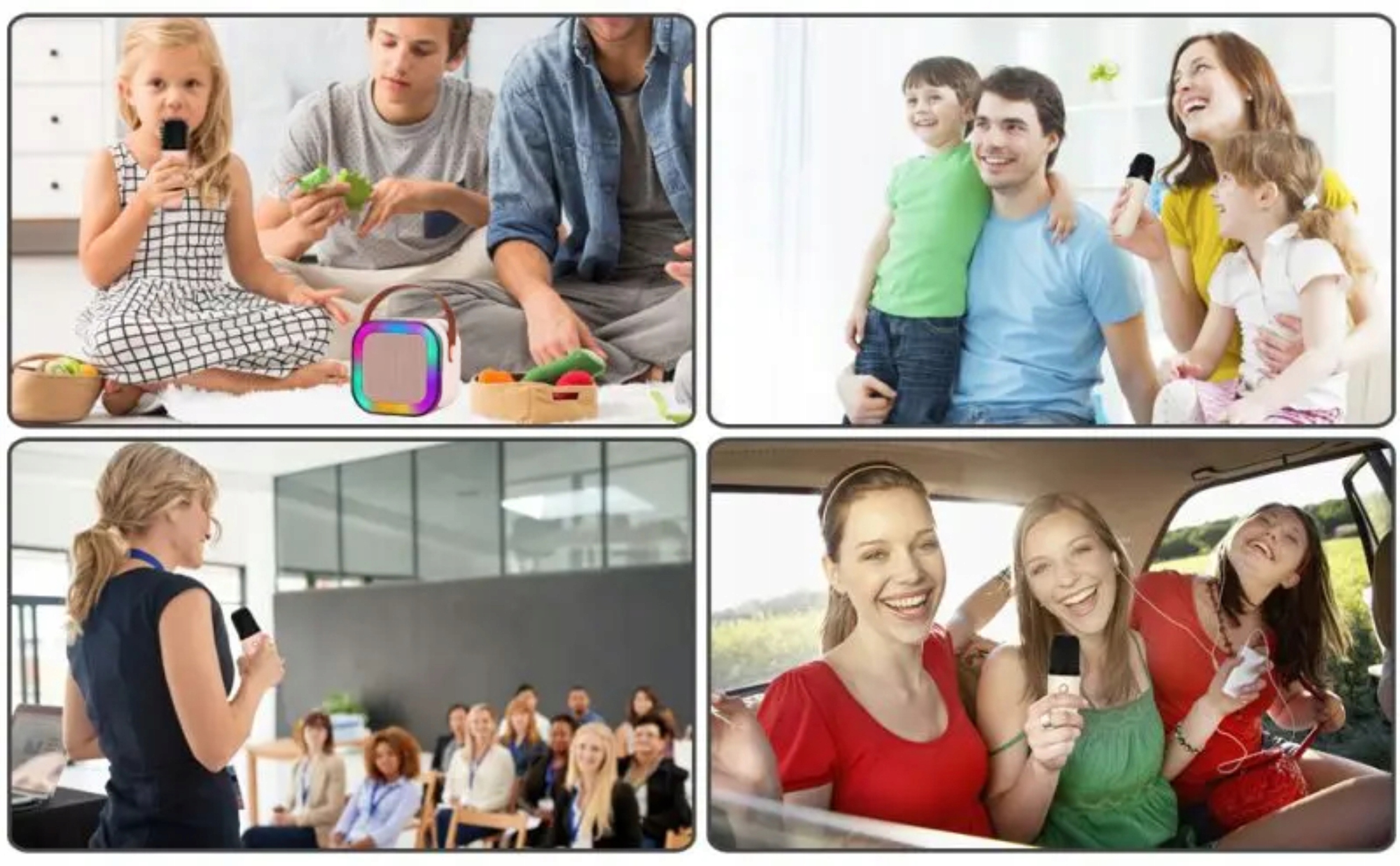 GŁOŚNIK BLUETOOTH PRZENOŚNY KARAOKE RGB MIKROFON USB SD MINI JACK Model K12