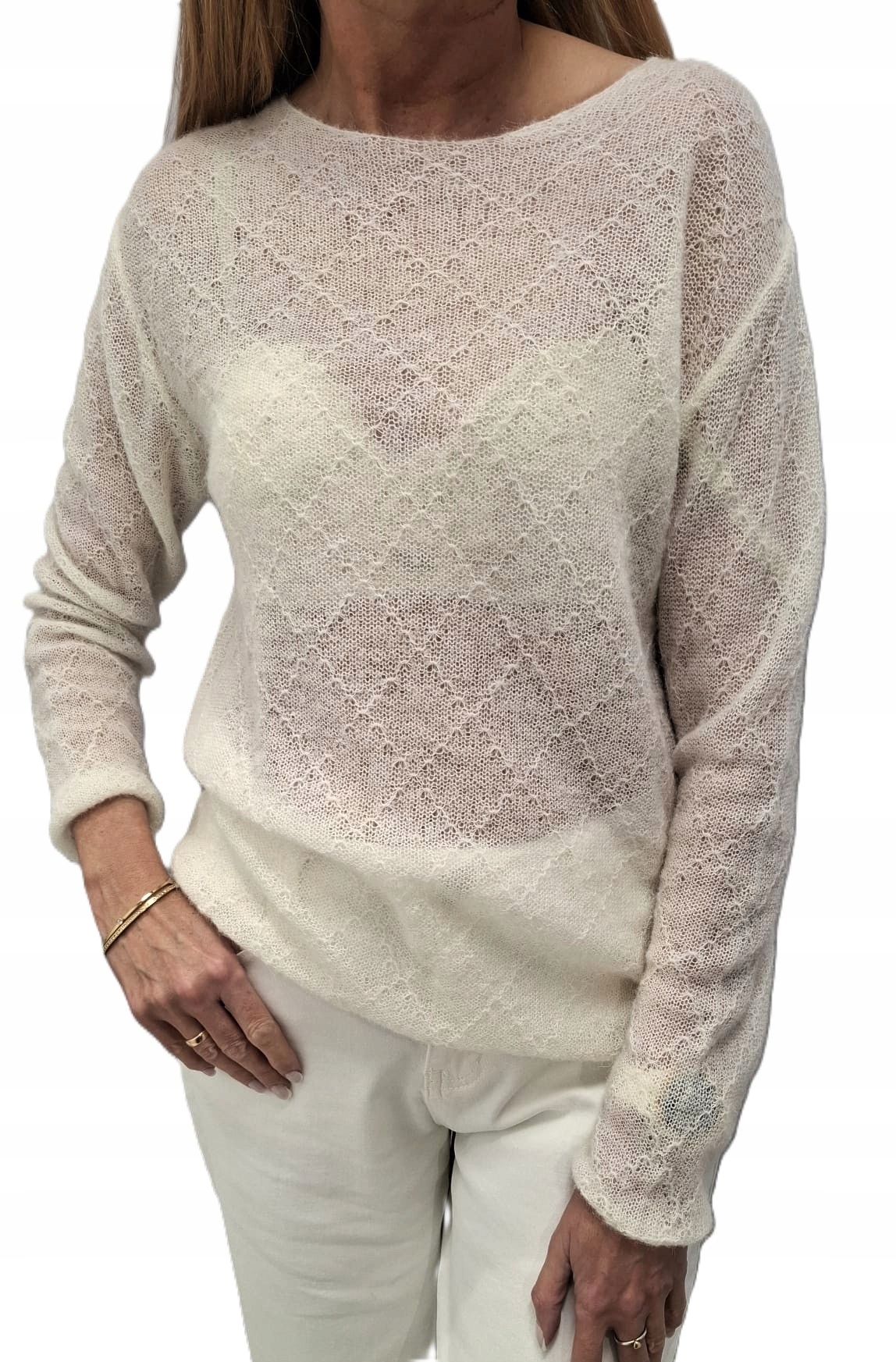 Lemonada Tenký svetr z Alpaky s dlouhým rukávem Krémový Ecru New