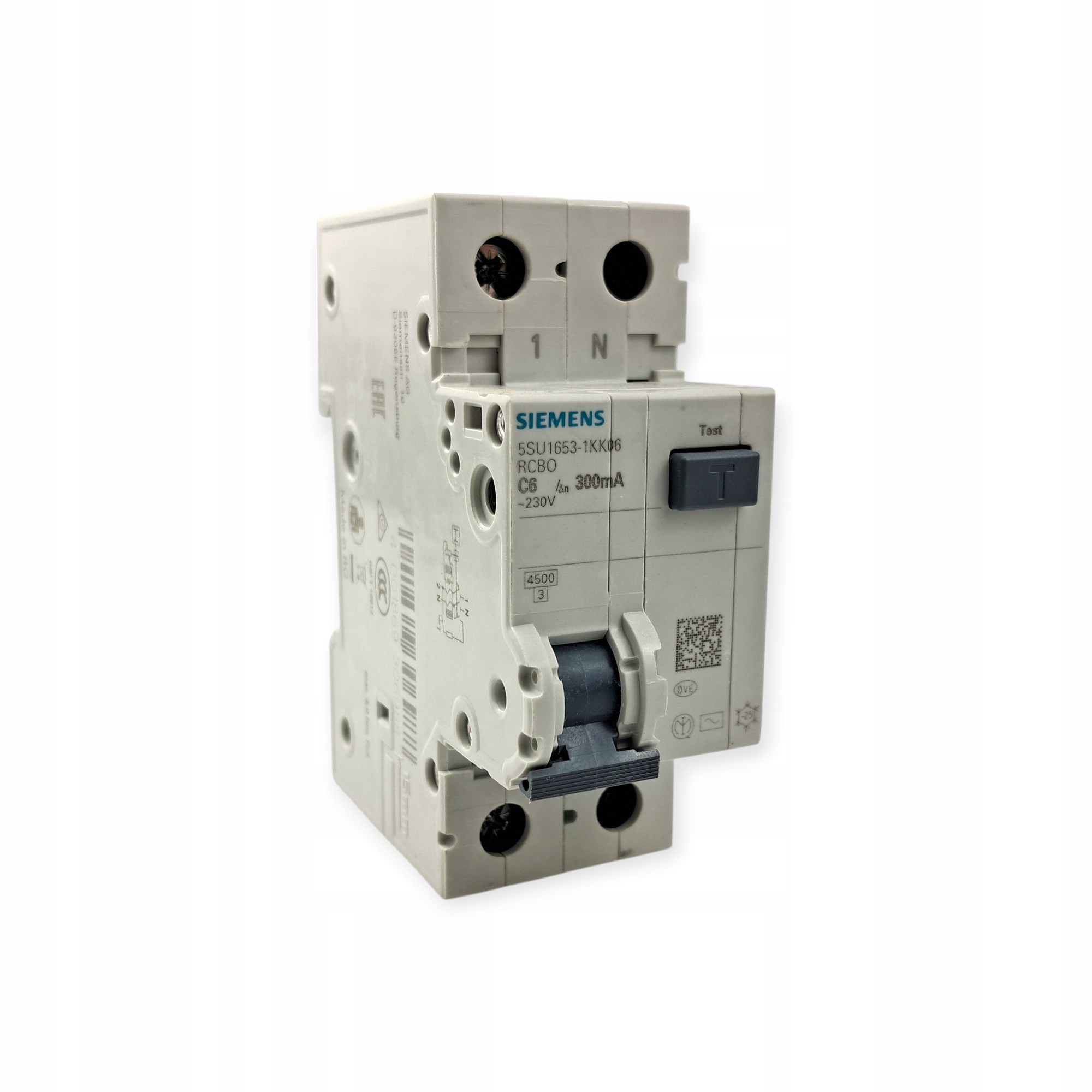 Diferenciální a nadproudový spínač Siemens 2P 6A C 0,03A typ Ac 6kA 5SU1356-1KK