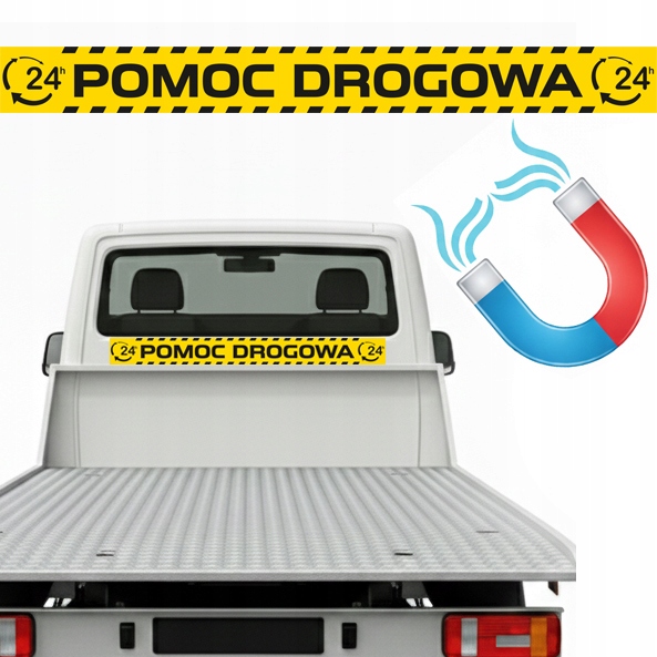 Naklejka Tylna Magnes Magnetyczne Pomoc Drogowa na tył Lawetę Laweta 100cm