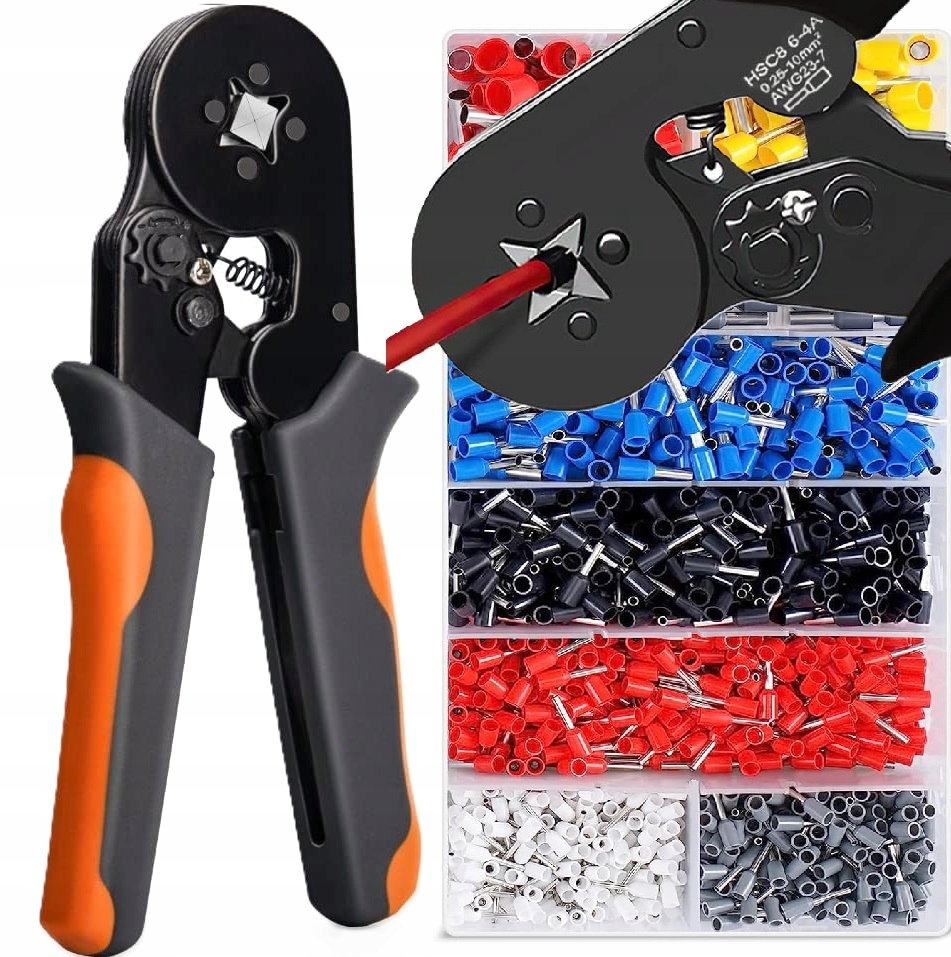 ZACISKARKA DO TULEJEK PRASKA KONEKTORÓW KOŃCÓWEK KABLI 1200 TULEJEK