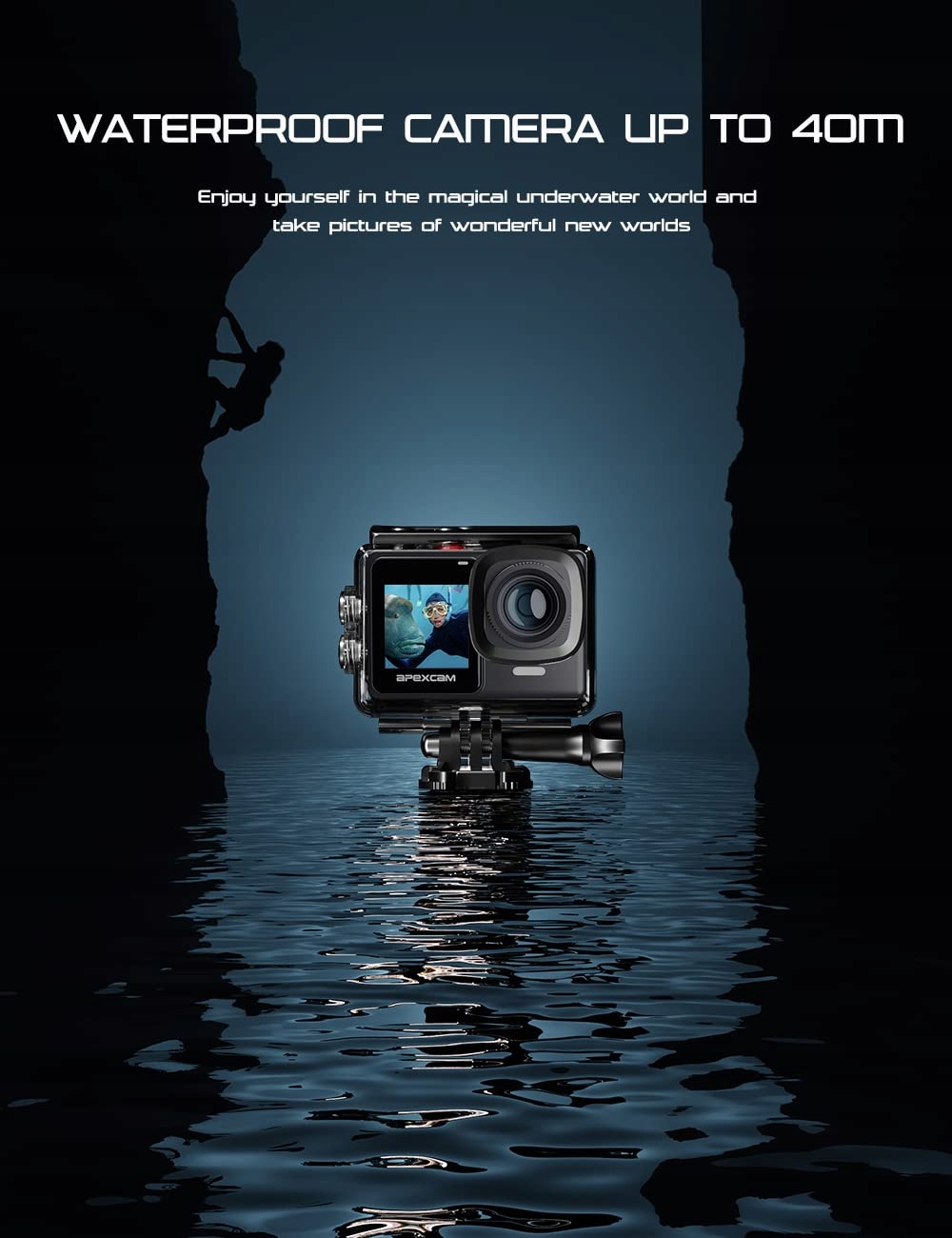 APEXCAM Kamera Sportowa 4K 60FPS 24MP Ekran Dotykowy WiFi 40M Podwodna — miniatura 5