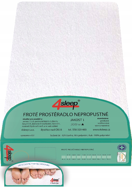 Nepropustné froté prostěradlo s gumičkou 160/200 1 bílé