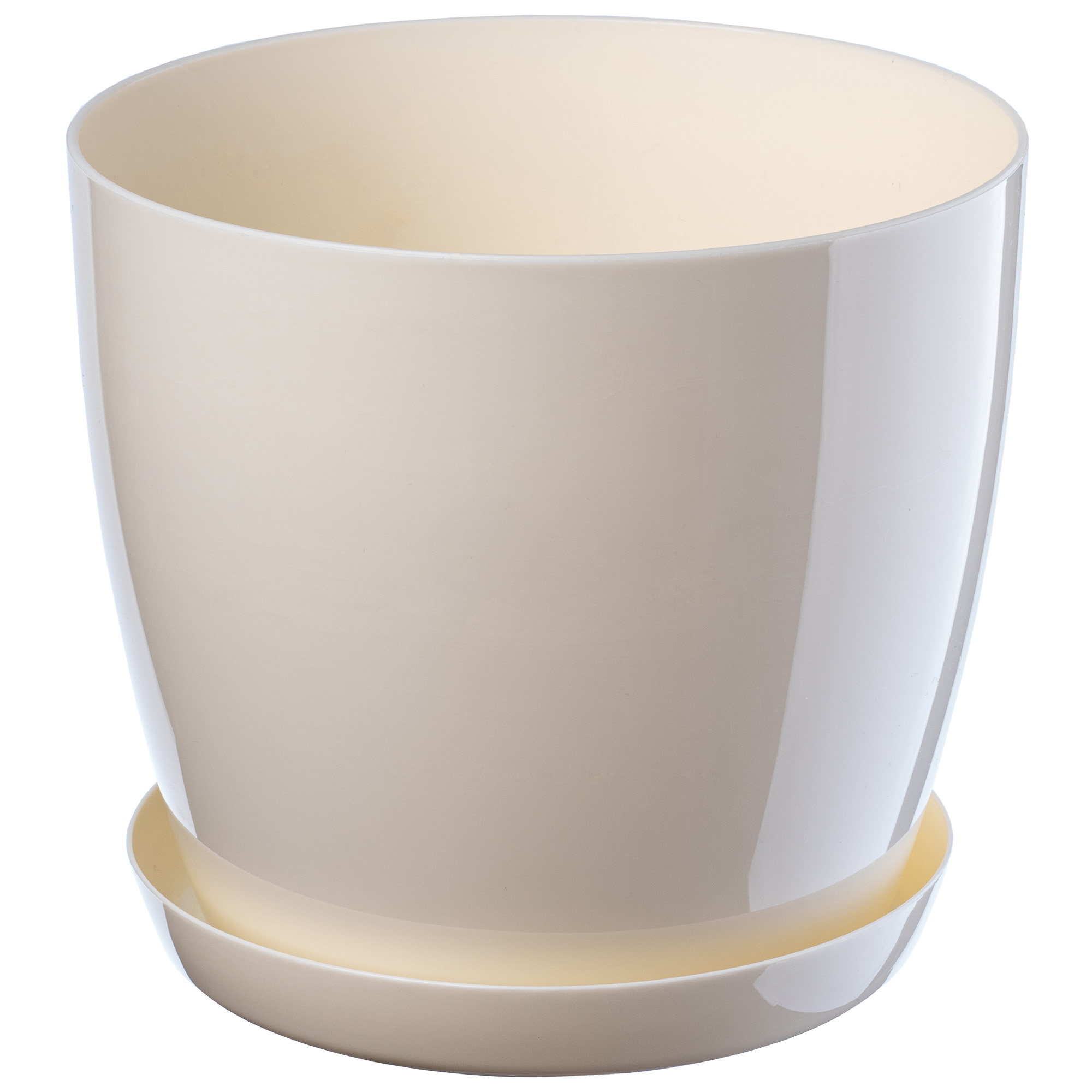 DONICZKA Z PODSTAWKĄ PLASTIKOWA OSŁONKA DONICA 20cm KREMOWA NA KWIATY KADAX Szerokość produktu 20 cm