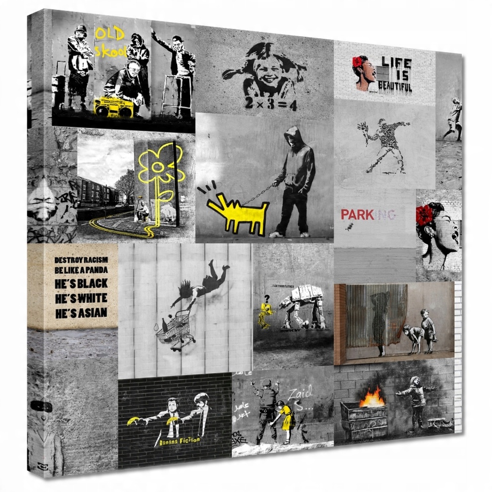 

Obraz 20x20 Mix Kolaż Collage Banksy