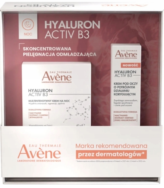 Avene Hyaluron Activ B3 Zestaw Krem na noc 40ml Krem pod oczy 15ml