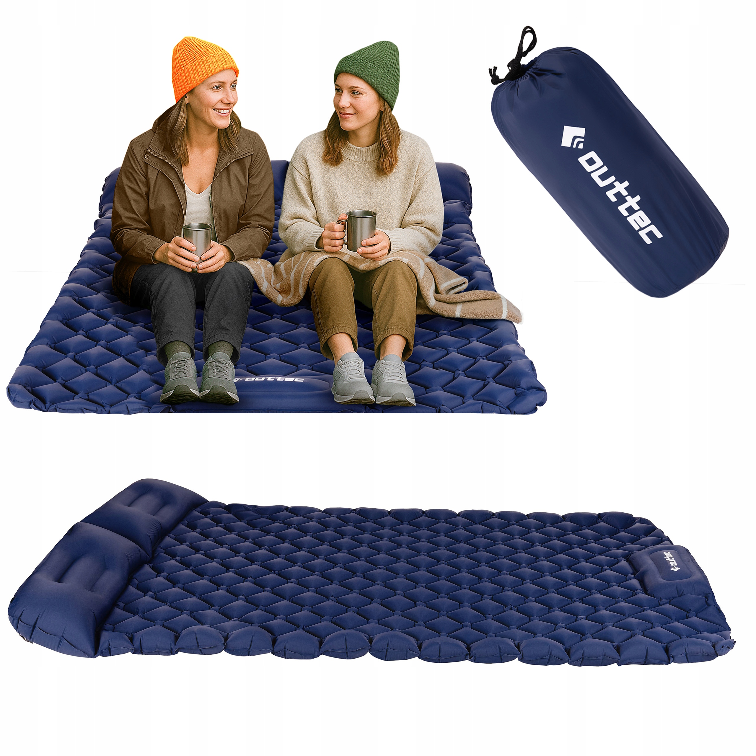 Mata Turystyczna Karimata Dmuchana Dwuosobowa Lekka 205X120 Nylon Outtec