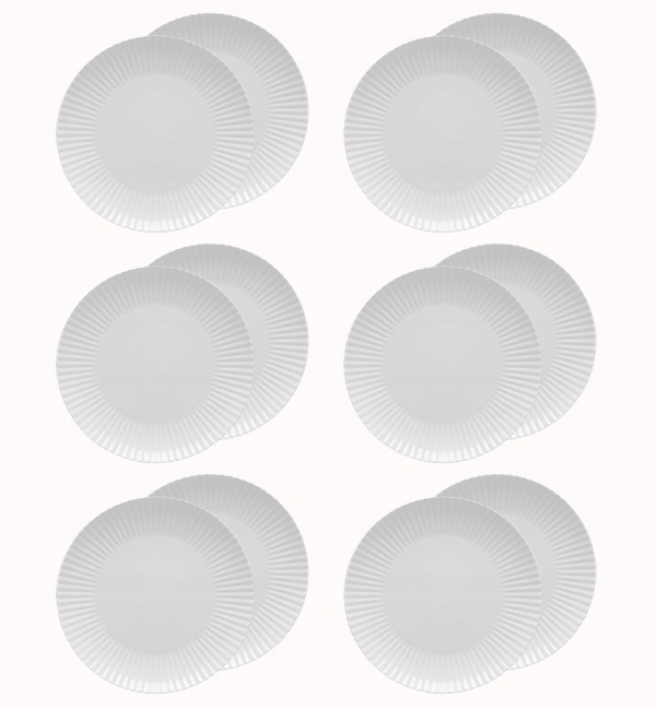 Lubiana Daisy 12x Talerz Deserowy Płytki 20,5CM 12EL 12OS Biała Porcelana