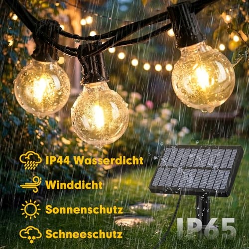 WARLISOU Solarna Girlanda Ogrodowa G40 14M Lampki Na Patio Balkon — miniatura 5