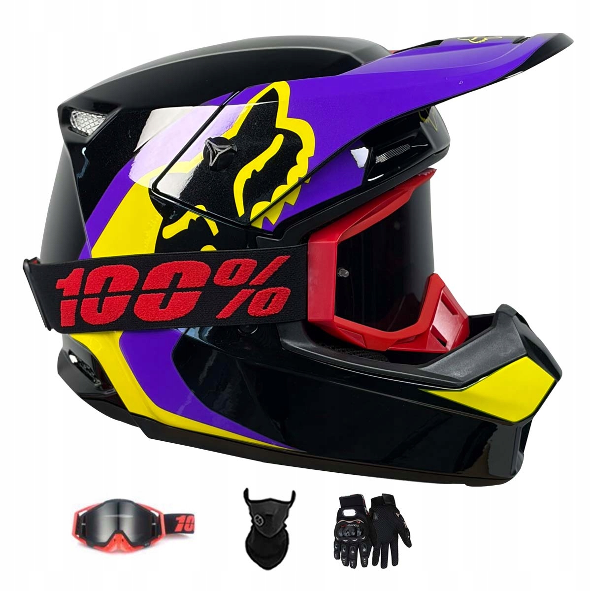 Motocyklová Přilba Lehká Enduro Quada Brýle Rukavice Maska M