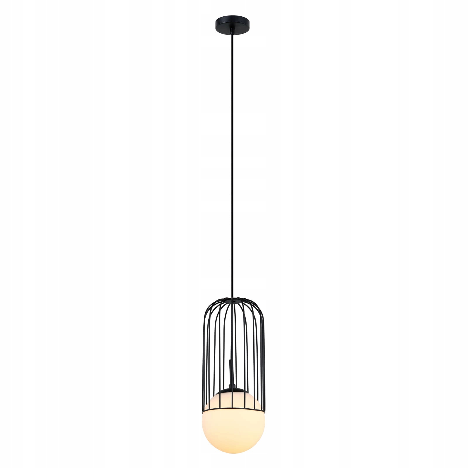 Závěsná lampa černá drátěná skleněná bílá koule do ložnice obývacího pokoje Italux