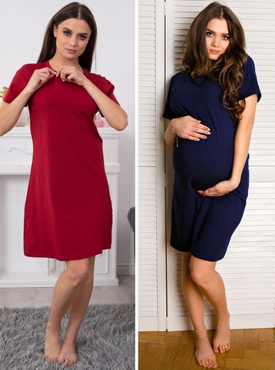 ZESTAW 2X KOSZULA NOCNA CIĄŻOWA DO KARMIENIA R. XL Rękaw krótki rękaw