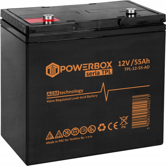 Akumulator Bezobsługowy Powerbox Tpl 55-12 Vrla Agm 12V 55Ah Long Life