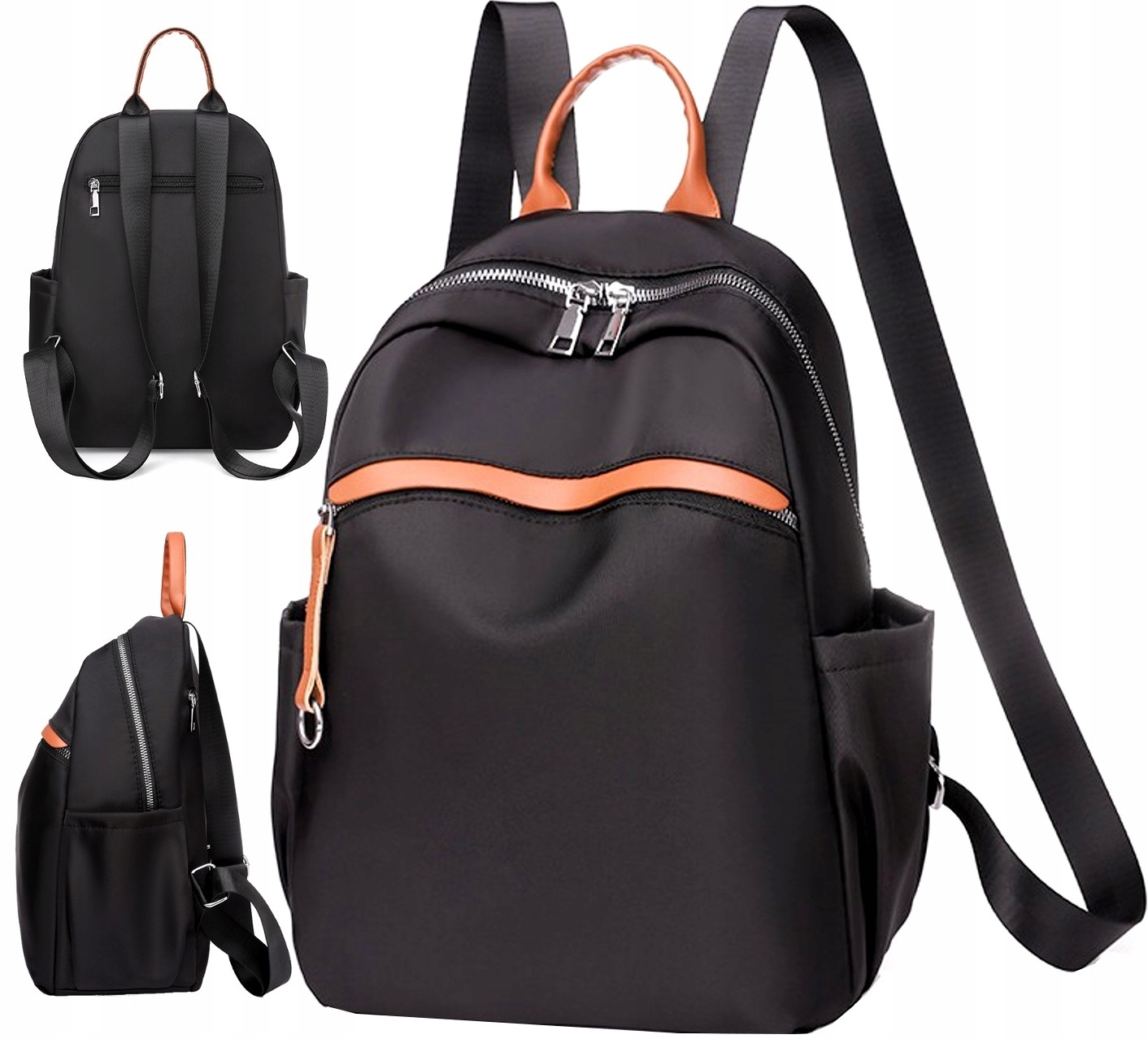 

Czarny Plecak damski miejski sportowy pojemny