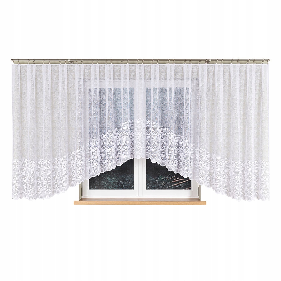 Hotová záclona žakárová záclona s výřezem ve spodní části 600 x 160 cm Kinga