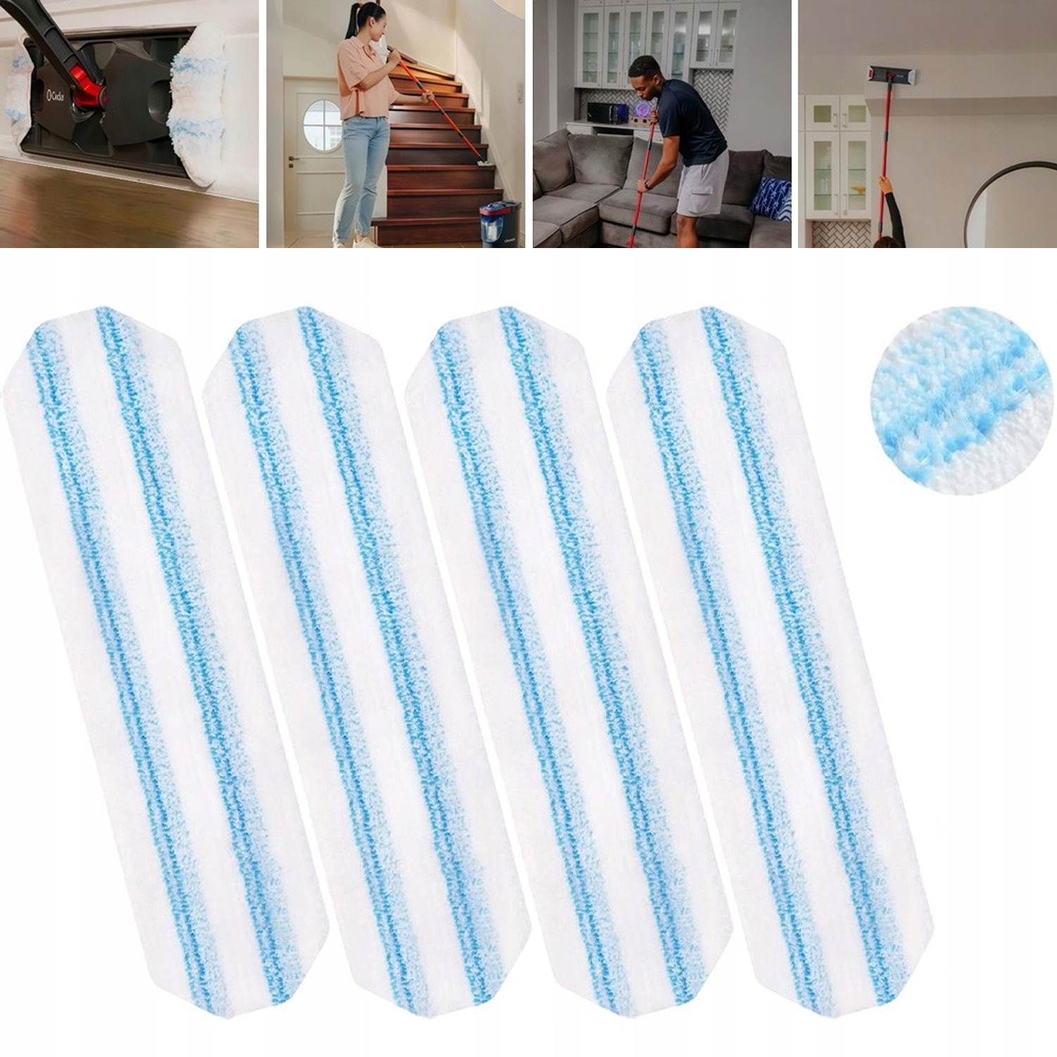 Levně 4 Mikrovláknové Utěrky Pro Plochý Mop, Snadná Výměna, Lze Prát