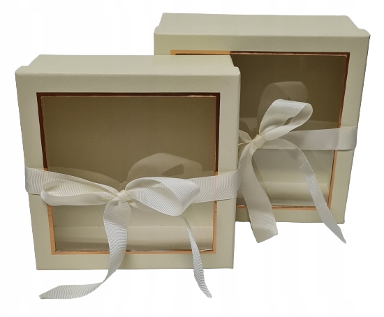 

Flower box pudełko 2w1 kwadrat z kokardą i szybką