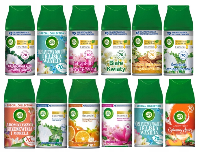Air Wick Freshmatic Wkład 250ml mix zestaw 12szt