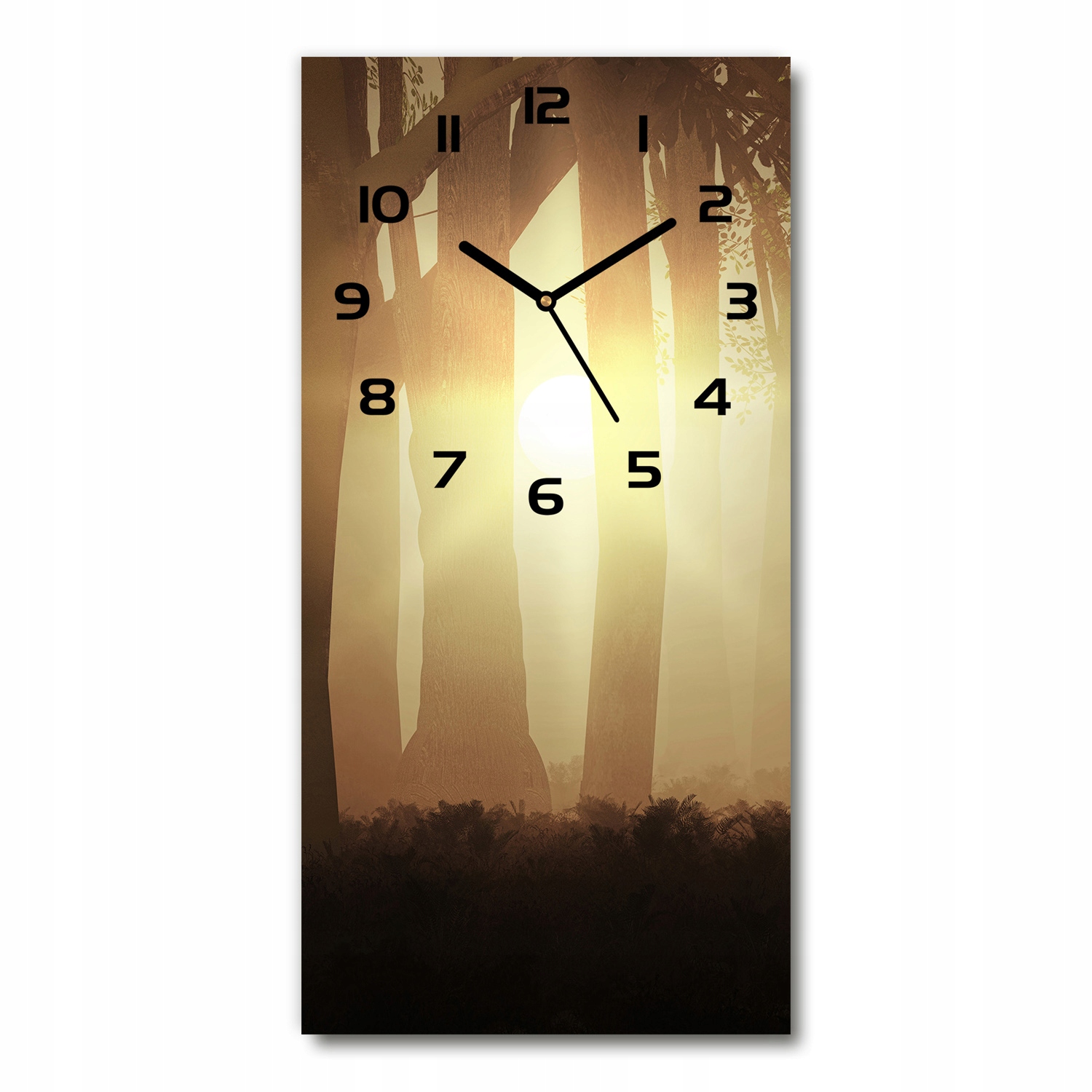 

Pionowy cichy zegar ścienny Mgłą w lesie 30x60 cm