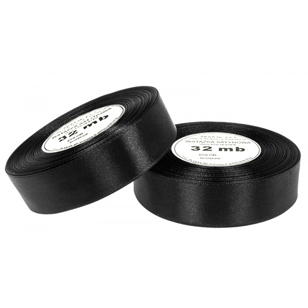 

Wstążki wstążka tasiemka satynowa czarna 25mm 32mb