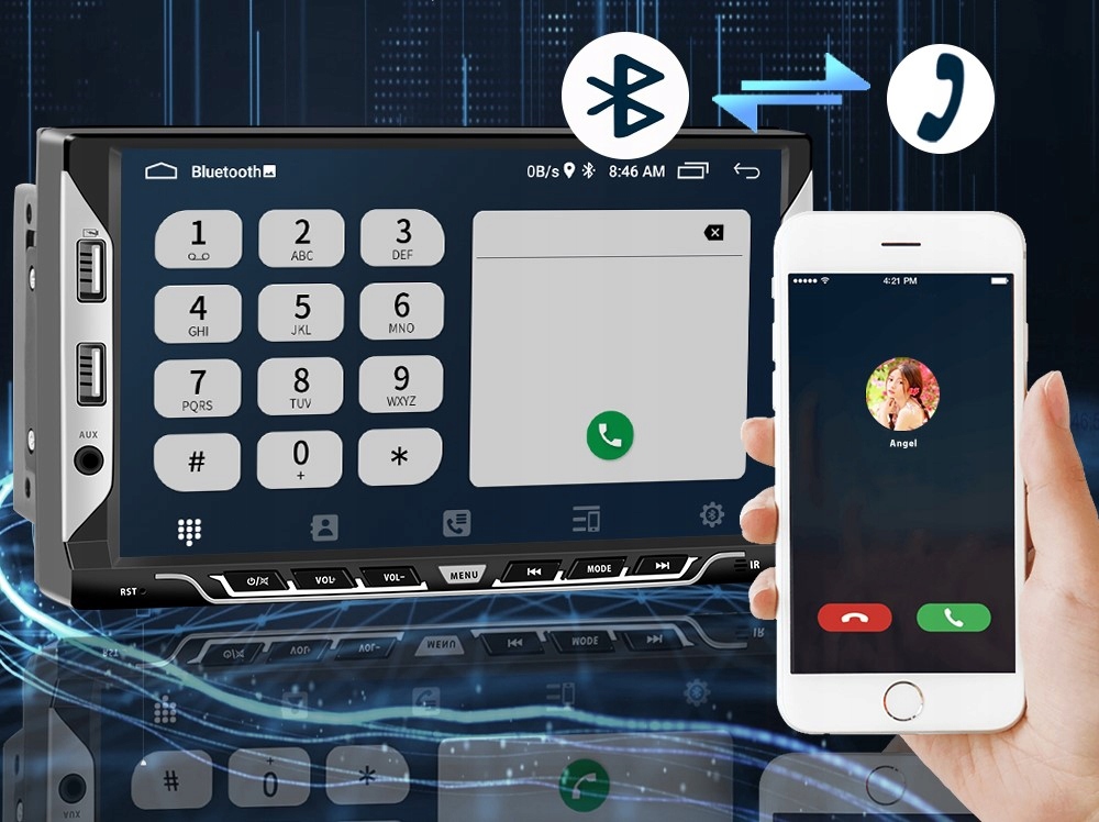 RADIO SAMOCHODOWE 2 DIN ANDROID GPS WIFI 7" KAMERA Złącza AUX RCA Pre-out (przedwzmacniacz) USB