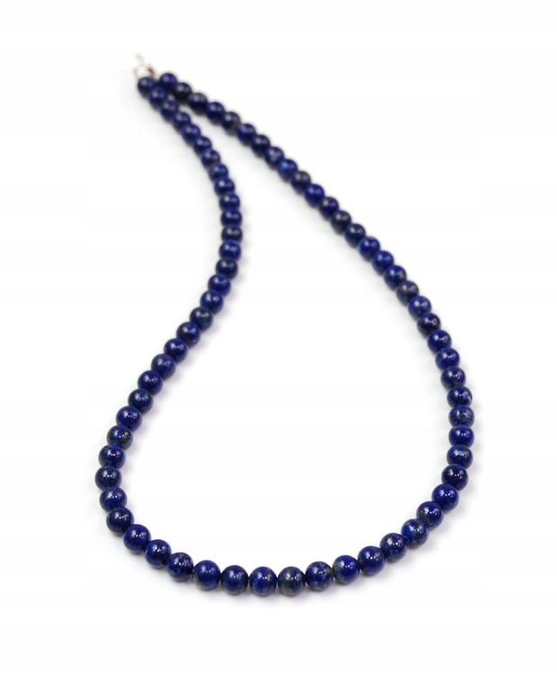 Přírodní náhrdelník Lapis Lazuli Lazurit hladké kuličky 6 mm stříbro 925