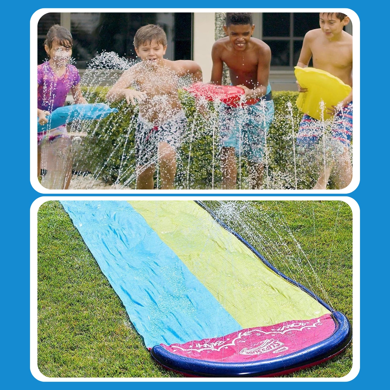 ŚLIZGAWKA WODNA ŚLIZGI WODNE Z FONTANNĄ +2 DESKI ZABAWKA DO OGRODU Maks. obciążenie 100 kg
