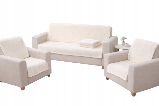 Komplet narzut Merino kremowa Plusz 160x210 Na Sofe 2x 70x160 na fotele
