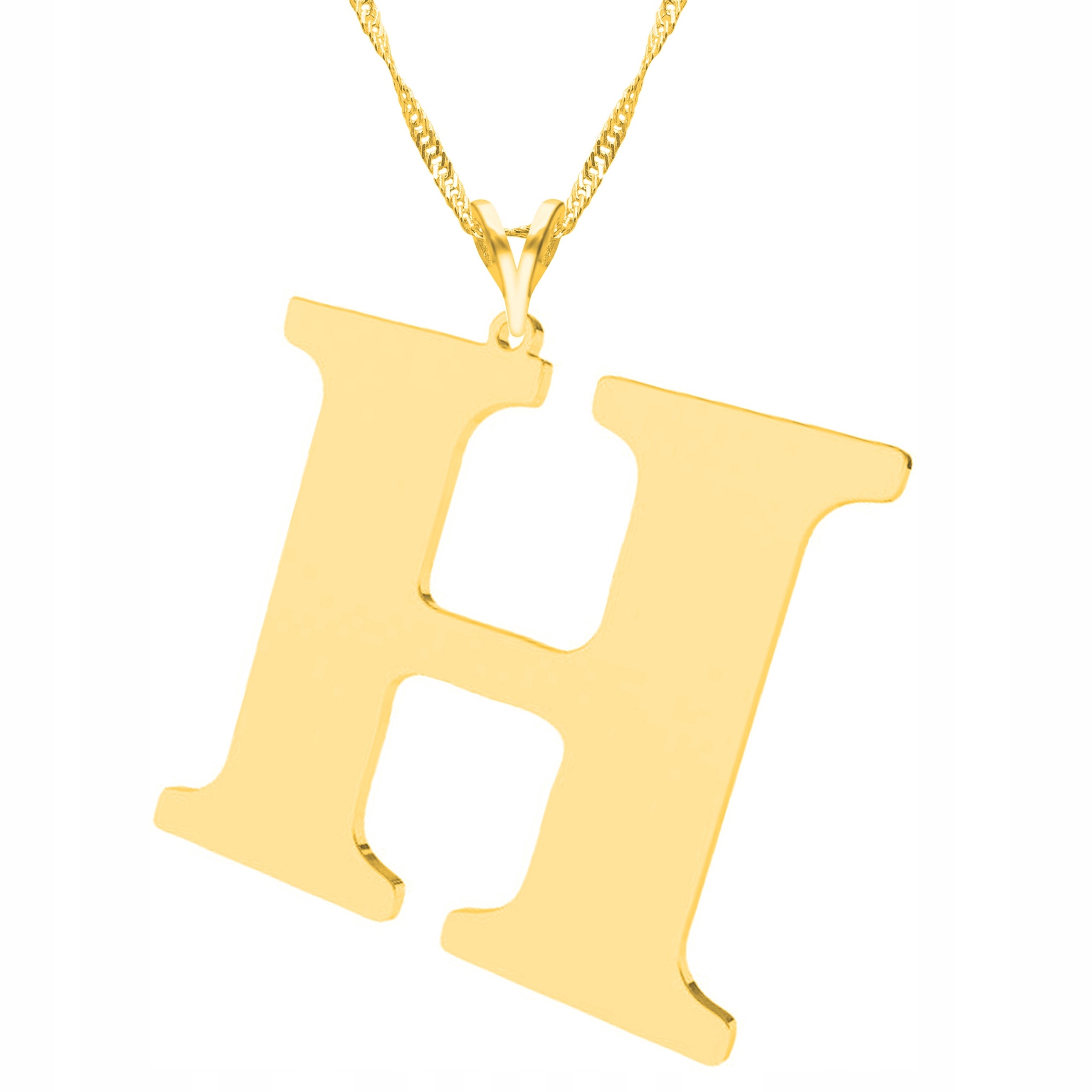 Zlatý náhrdelník s velkou písmenkou Velké písmeno Iniciál Letter H Stříbro 925