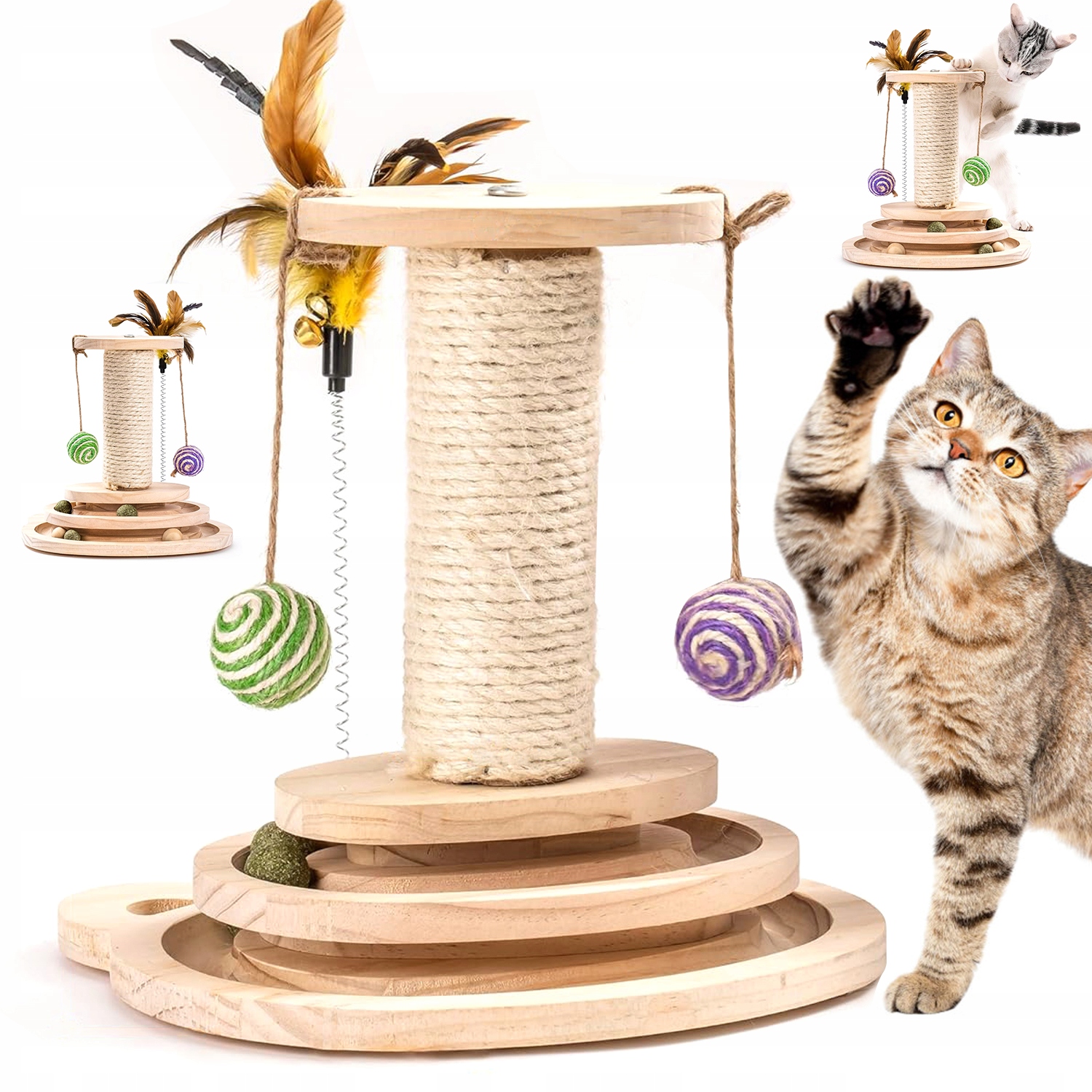 Levně Škrabadlo Pro Kočky Interaktivní Hračka Pro Kočky Dřevěná Deska Pro Kočky