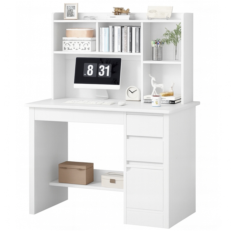 Mládežnícky Počítačový Stolík Loft Biely S Regálom Moderný Veľký