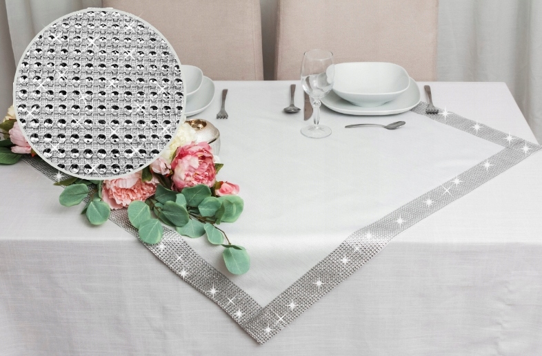 

Obrus Kwadrat Glamour Cyrkonie 85x85 Biały Święta