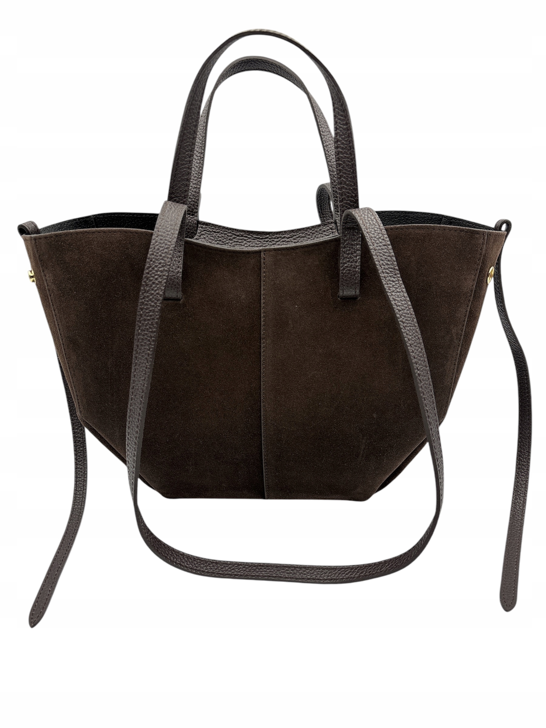 Vera Pelle shopper kabelka z pravé přírodní semišové kůže, hnědá čokoládová