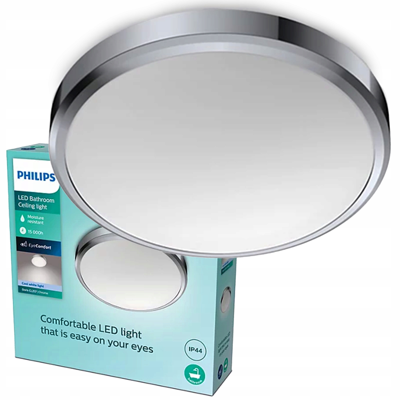 Stropná lampa Stropné Svietidlo Kúpeľňová 17W 1700lm 4000K IP44 Chróm Philips