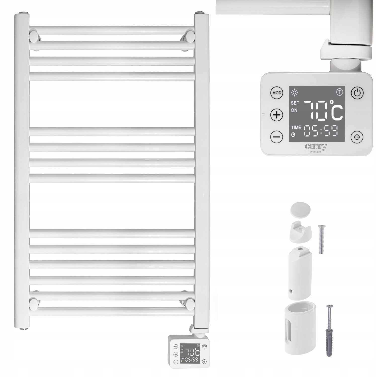Elektrický kúpeľňový radiátor 600 W Led panel Sušička Časovač