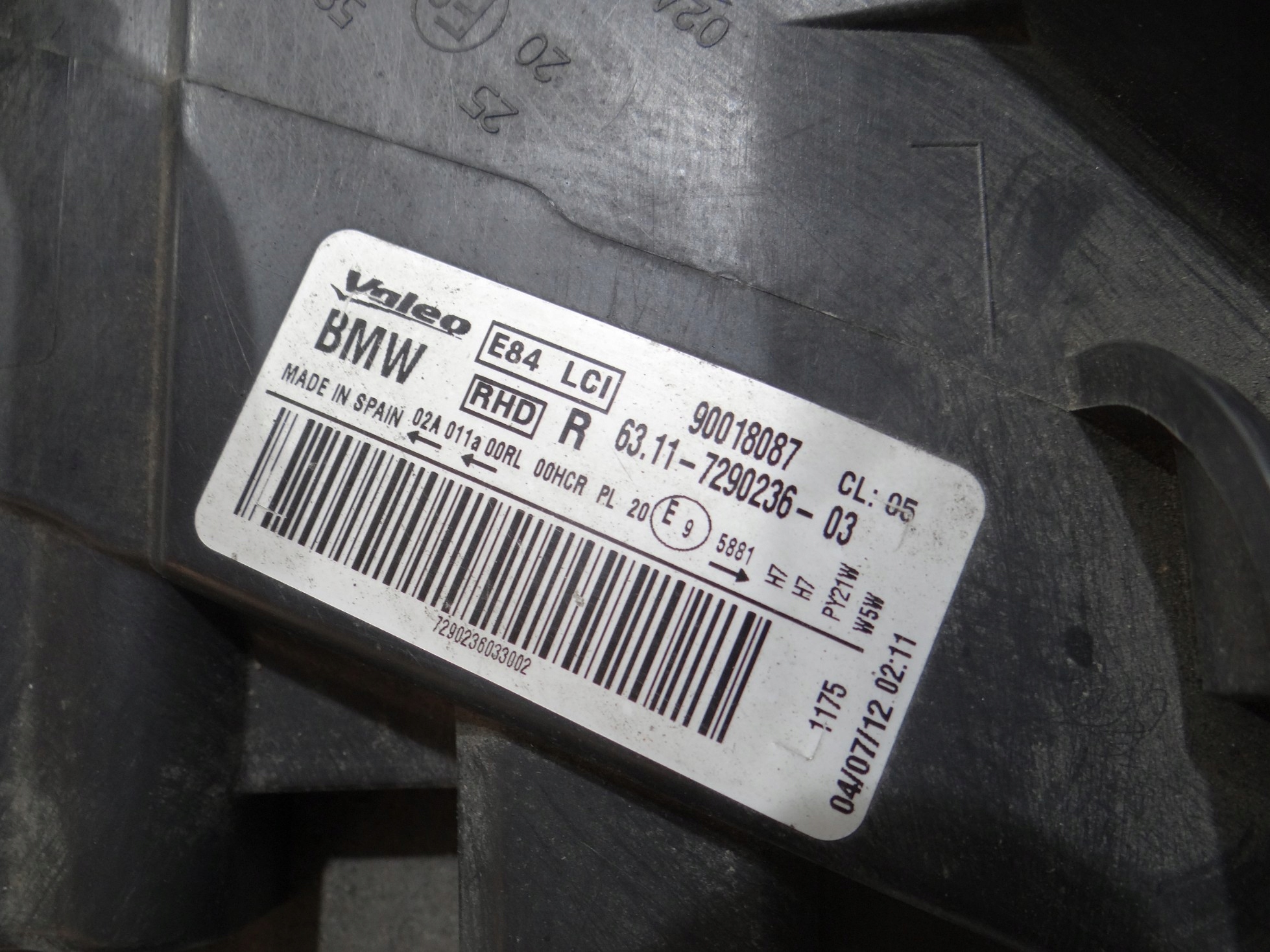 light right front BMW X1 E84 LCI H7 7290236 (17193451)