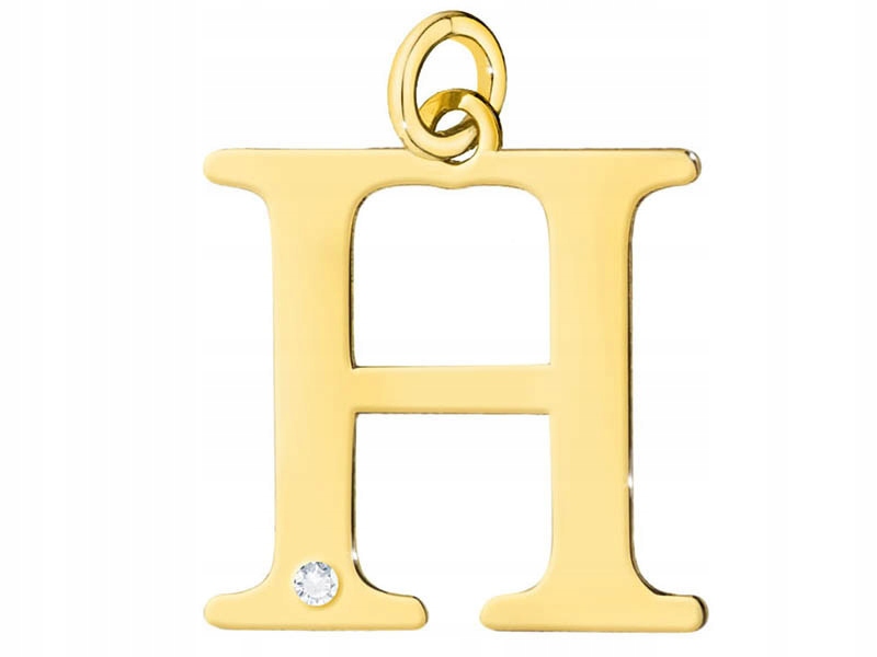 Zlatý přívěsek 585 velké písmeno H s diamantem na řetízek, písmeno přívěsku